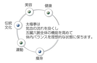 太極拳は気血のバランスを良くし、五臓六腑の全体の機能を高めて体内のバランスを理想的な状態に保ちます